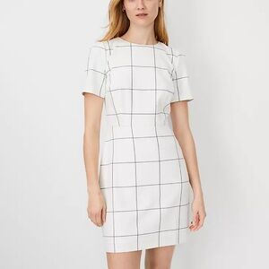 Ann Taylor Windowpane Sheath Shortsleeve Dress